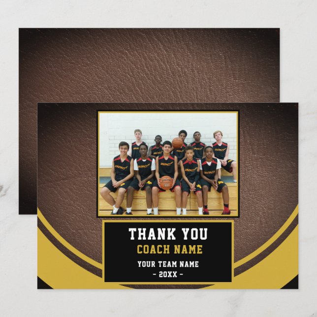 Team-Foto Basketball-Trainer Dankeskarte (Vorne/Hinten)
