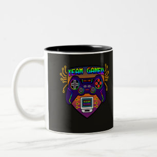 Team Gamer, Retro-Computerspiel-Controller-Tasse Zweifarbige Tasse