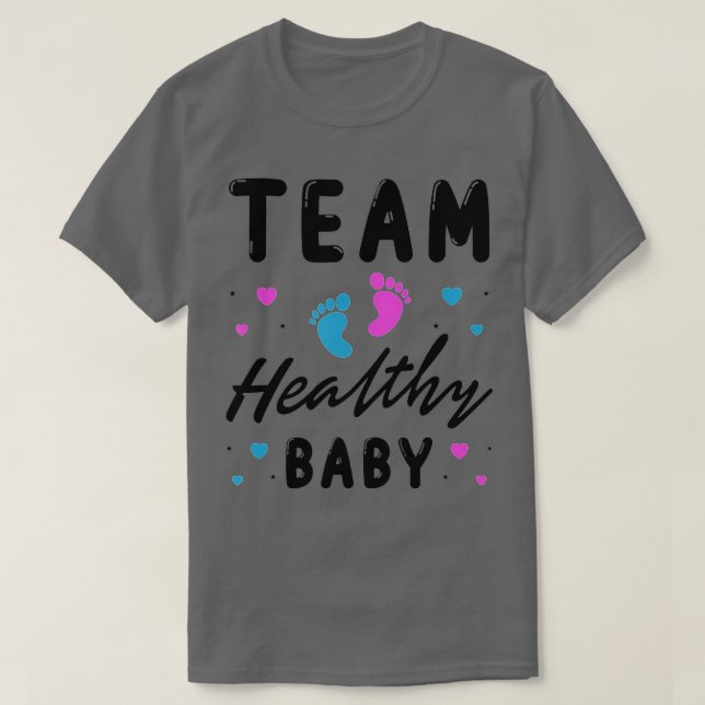 Team gesundes Baby Funny Geschlecht offenbaren Par T-Shirt (Design vorne)