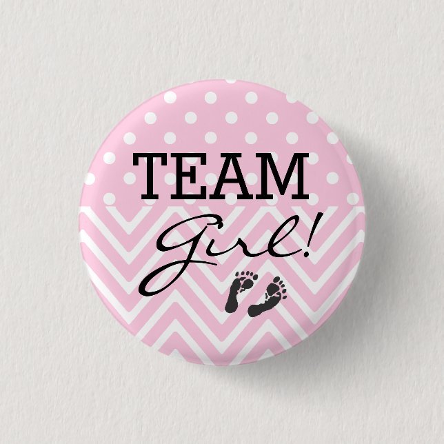 Team Girl Baby Dusche Pink Button (Vorderseite)