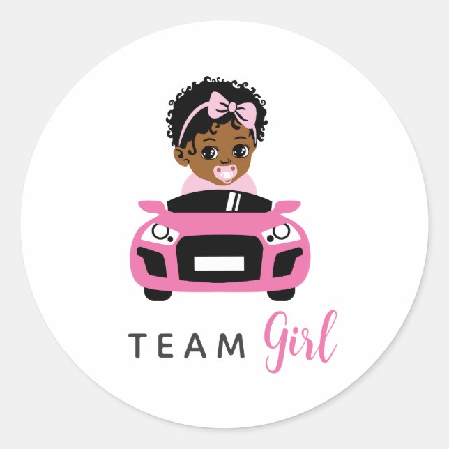 Team Girl Baby in Pink Car Gender Reveal Sticker (Vorderseite)