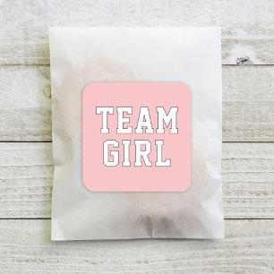 Team Girl Blush Pink Baby Gender Reveal Party Quadratischer Aufkleber