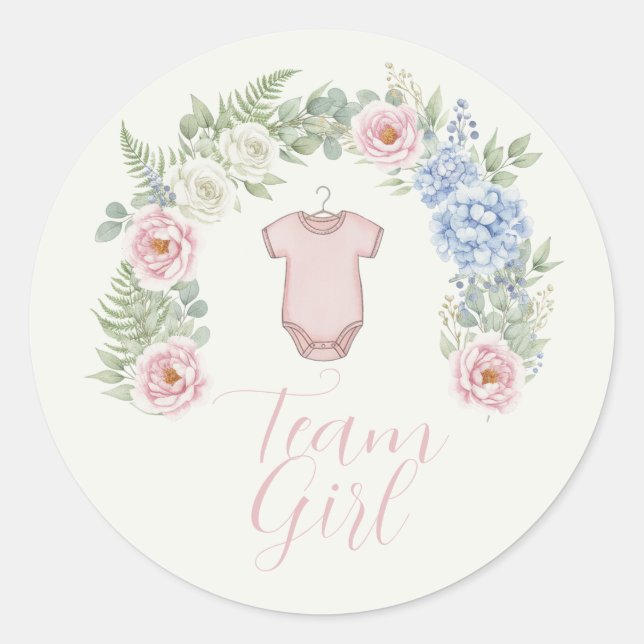 Team Girl Botanical Gender Reveal Sticker (Vorderseite)