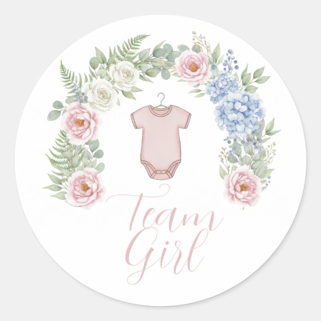 Team Girl Botanical Gender Reveal Sticker (Vorderseite)