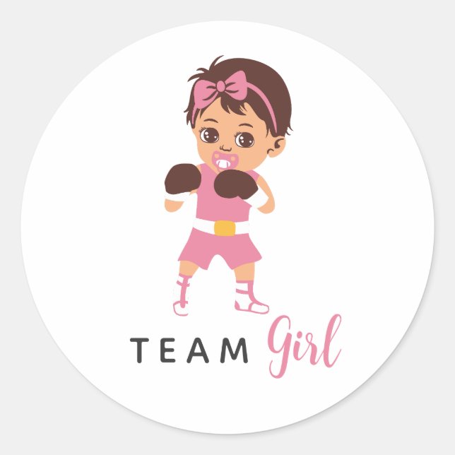 Team Girl Boxing Baby Gender Reveal Stickers (Vorderseite)