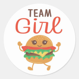 Team Girl Burger Sticker, GRILLEN Thema Runder Aufkleber