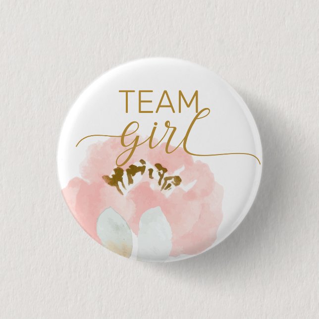 Team Girl gender reveal baby shower Button (Vorderseite)