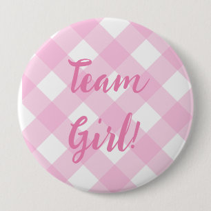 Team Girl, Gender Reveal Button, Pink Button