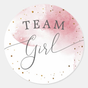 Team Girl Gender Reveal Party Abstimmung Rosa Wass Runder Aufkleber