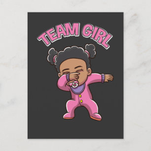 Team Girl Gender Reveal Party Dabbing Black Baby Postkarte