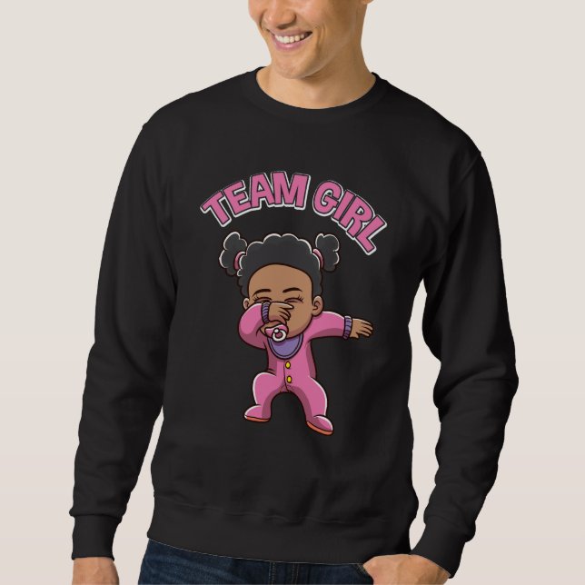 Team Girl Gender Reveal Party Dabbing Black Baby Sweatshirt (Vorderseite)