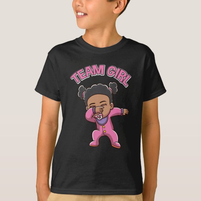 Team Girl Gender Reveal Party Dabbing Black Baby T-Shirt (Vorderseite)