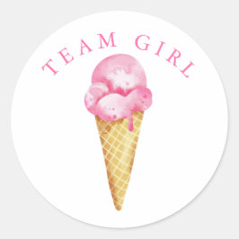 Team Girl Gender Reveal Party Vote Ice Cream Runder Aufkleber