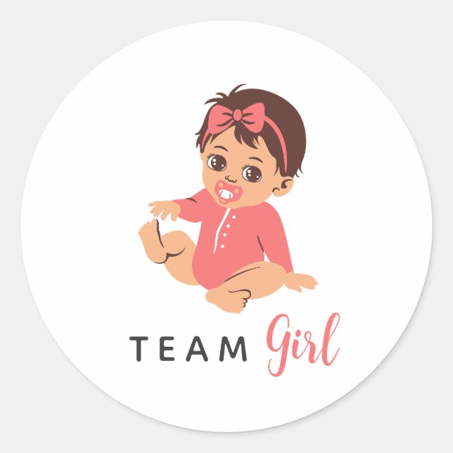 Team Girl Gender Reveal Pink Schnuller Baby Runder Aufkleber (Vorderseite)