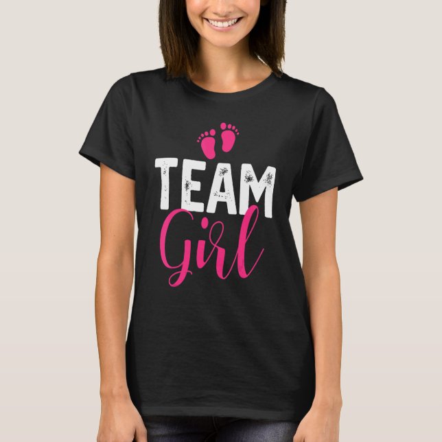 Team Girl Gender Reveal Pregnancy Announcement Bab T-Shirt (Vorderseite)