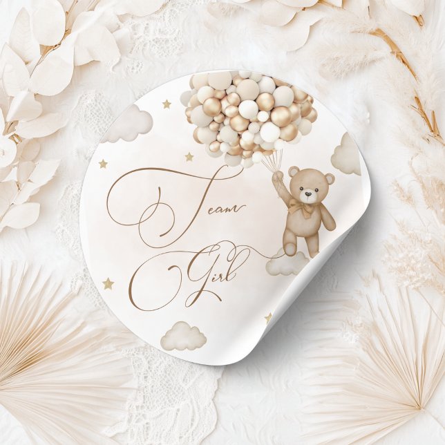 Team Girl Gender Reveal Runder Aufkleber (Von Creator hochgeladen)