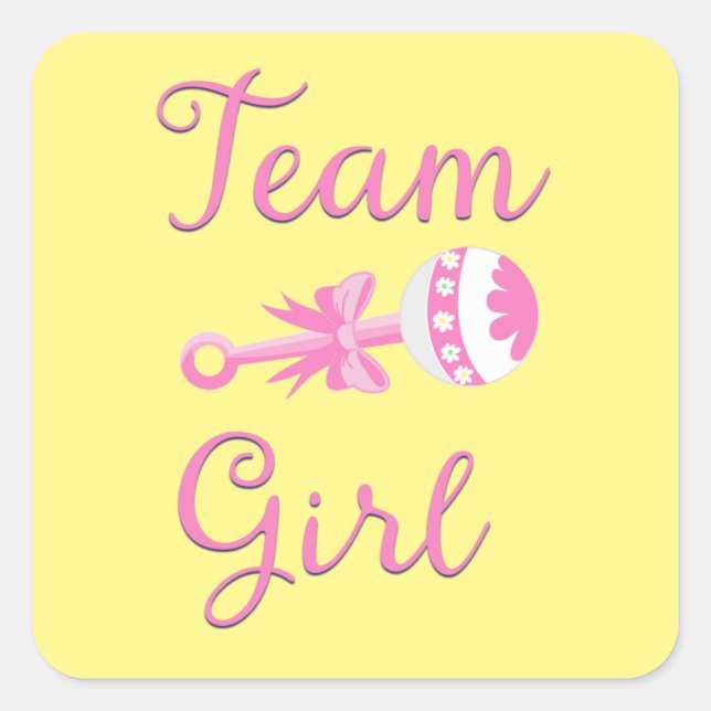 Team Girl Gender Reveal Wrap Quadratischer Aufkleber (Vorderseite)