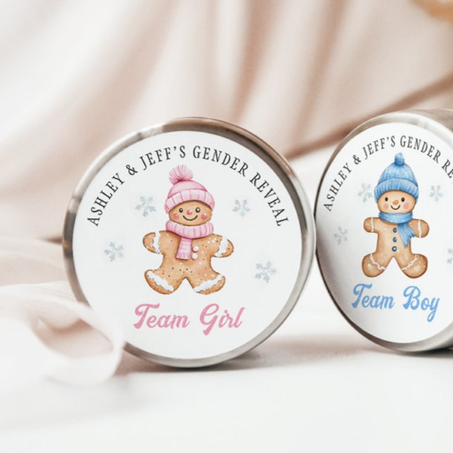 Team Girl Gingerbread Gender Reveal Party Runder Aufkleber (Von Creator hochgeladen)