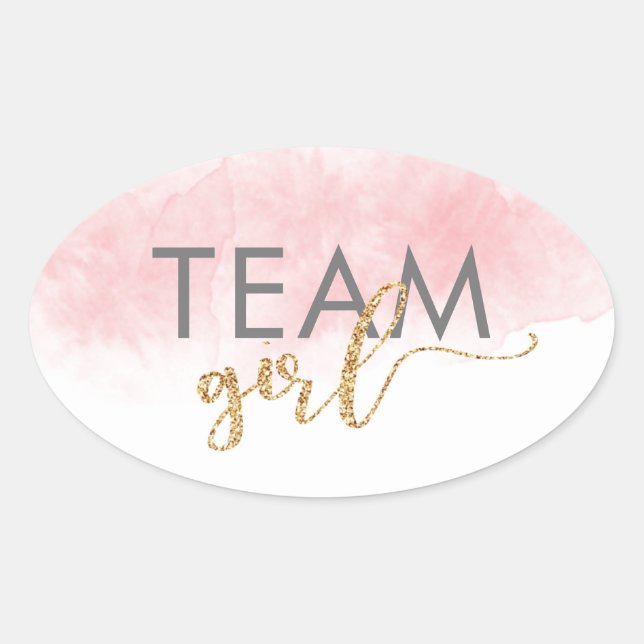 Team Girl Gold Glitzer Rosa Gender-Offenbarung Ovaler Aufkleber (Vorderseite)