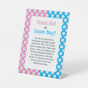Team Girl oder Team Boy Polka-Dot Sockelschild