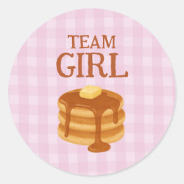 Team Girl Pancake Brunch Theme Gender Reveal Runder Aufkleber