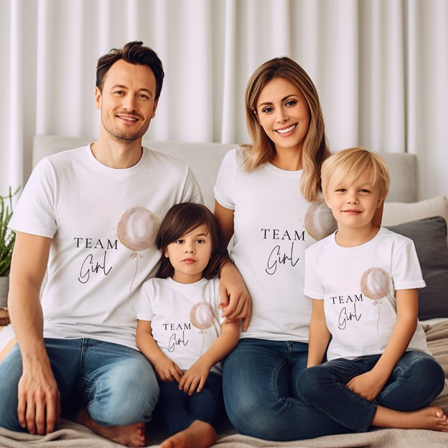Team Girl Pink Balloon Gender Reveal Familie T-Shirt (Von Creator hochgeladen)