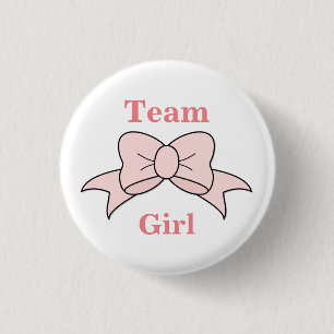Team Girl Pink Bow Gender Reveal Button