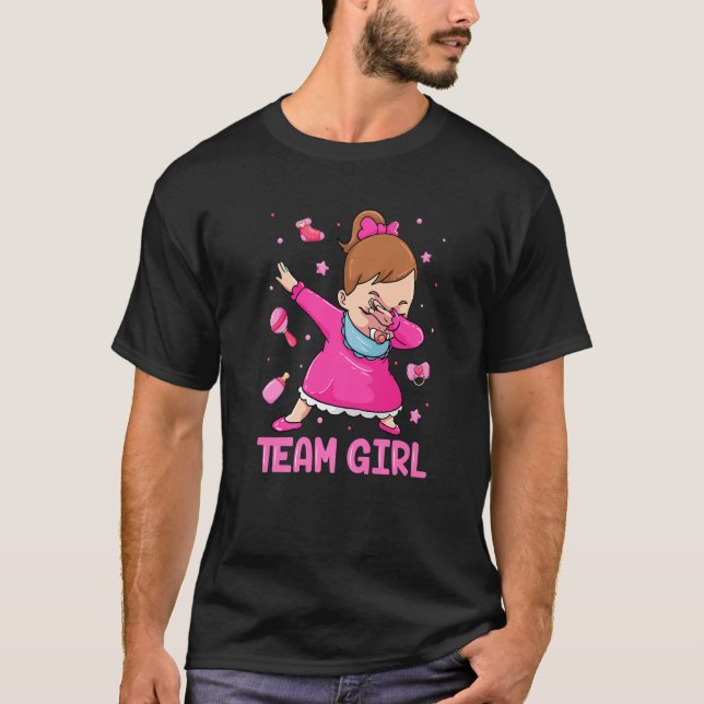 Team Girl Pink Gender Reveal Party Baby Announceme T-Shirt (Vorderseite)