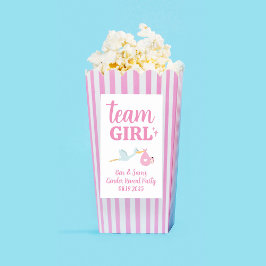 Team Girl Pink Gender Reveal Party Custom Popcorn Rechteckiger Aufkleber