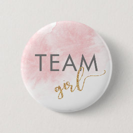 Team Girl Pink Watercolor Glitzer Gender-Übersicht Button