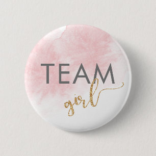 Team Girl Pink Watercolor Glitzer Gender-Übersicht Button