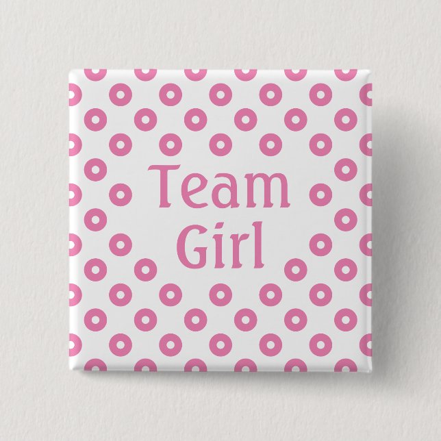 "Team Girl" White Polka Dot Geschlecht Vorhersage Button (Vorderseite)