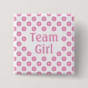 "Team Girl" White Polka Dot Geschlecht Vorhersage Button
