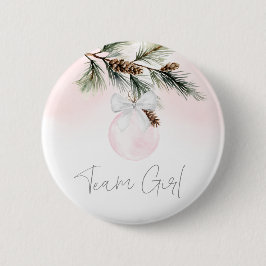 Team Girl Winter Gender Reveal Button