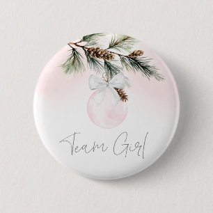 Team Girl Winter Gender Reveal Button