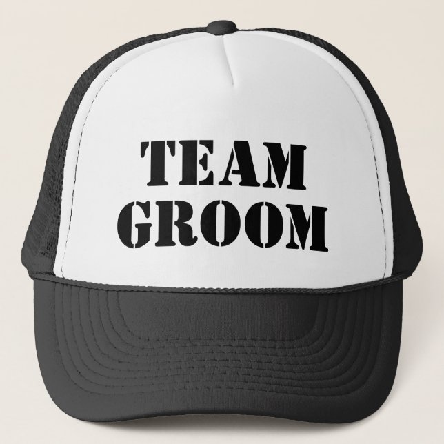 TEAM GROOM black bachelor party trucker hats Truckerkappe (Vorderseite)