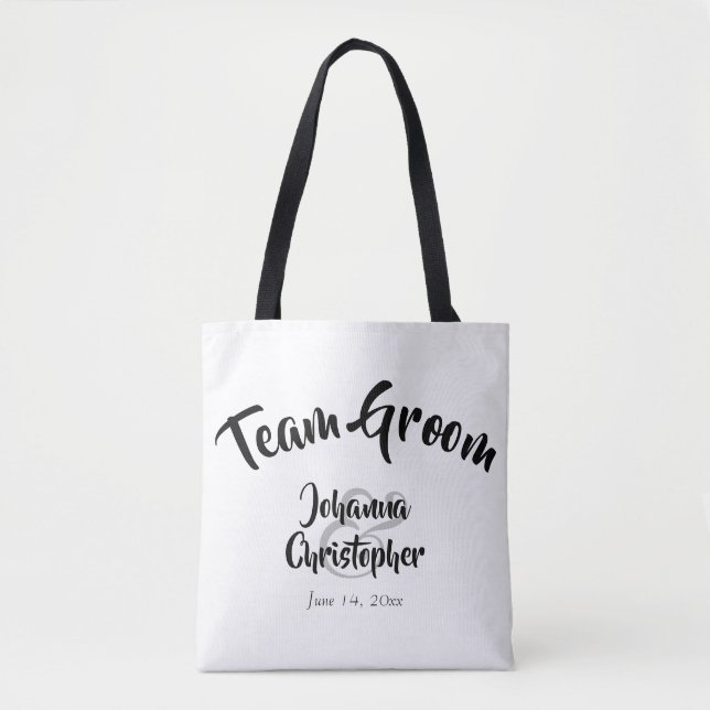 Team Groom Black & White Wedding Swag Bag (Vorderseite)