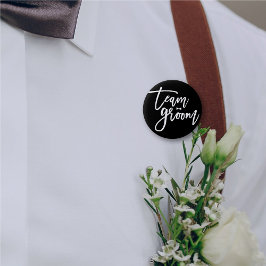 Team Groom Brush Script Bow Krawatte Chic Wedding Button