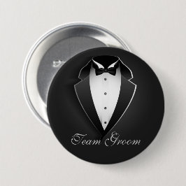 Team Groom Classy Tuxedo Button