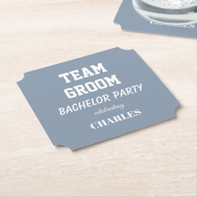 Team Groom Dusty Blue Junggesellenabschied Untersetzer (angewinkelt)