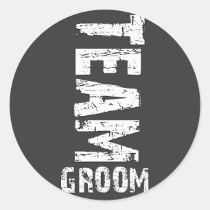 Team Groom Extra großer Grunge Text Runder Aufkleber