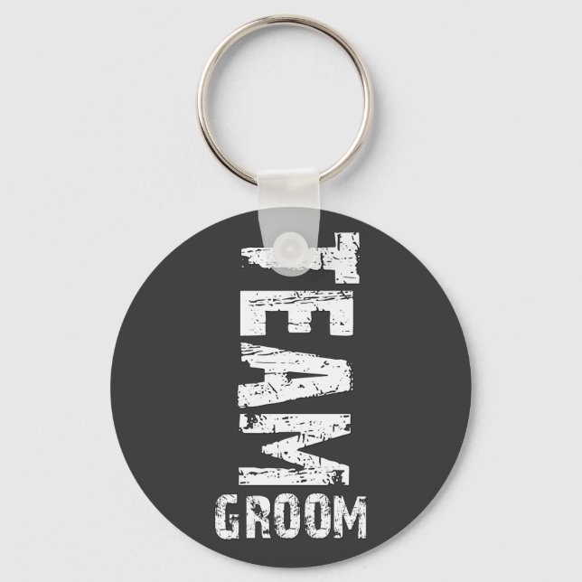 Team Groom Extra großer Grunge Text Schlüsselanhänger (Vorderseite)