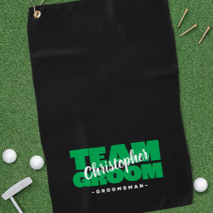 Team Groom Fun Trauzeuge Golfer Sport Schwarz Grün Golfhandtuch
