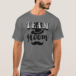 Team Groom Hand Letter Retro Top Hat Mustache