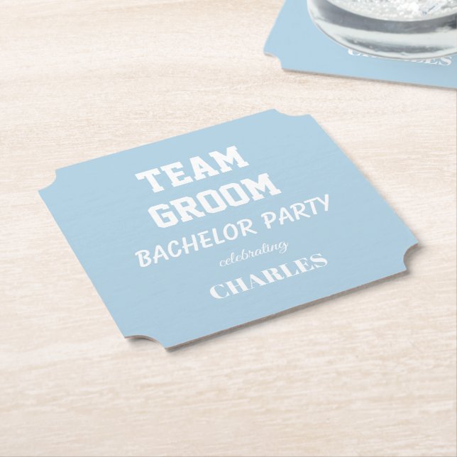 Team Groom Hellblau Junggesellenabschied Untersetzer (angewinkelt)