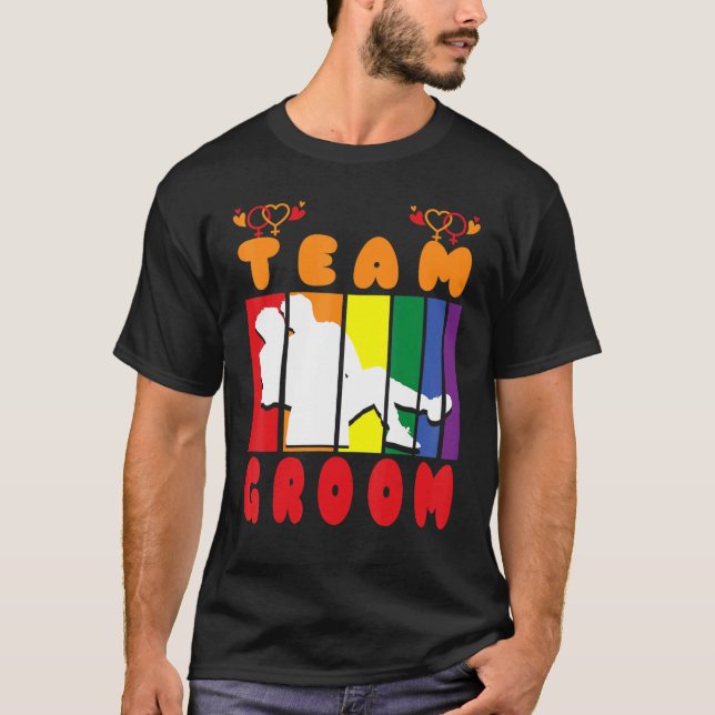 Team Groom Husband Crew gleiche geschlechtsspezifi T-Shirt (Vorderseite)