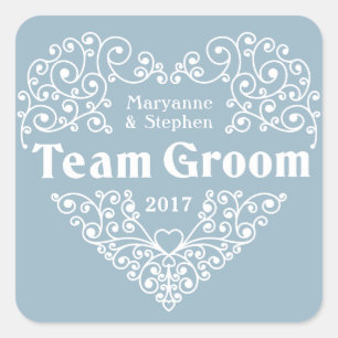 Team Groom individuellen Namen & Jahr Hochzeitsauf Quadratischer Aufkleber