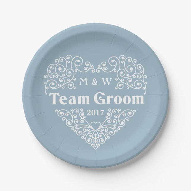 Team Groom kundenspezifische Monogramme und Teller (Vorderseite)