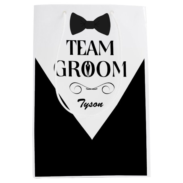 Team Groom - Kundenspezifische Trauzeugen geben Fl Mittlere Geschenktüte (Vorderseite)