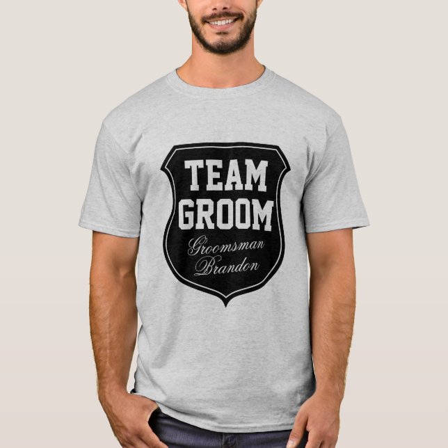 Team Groom t Shirts mit Namen personalisiert (Vorderseite)